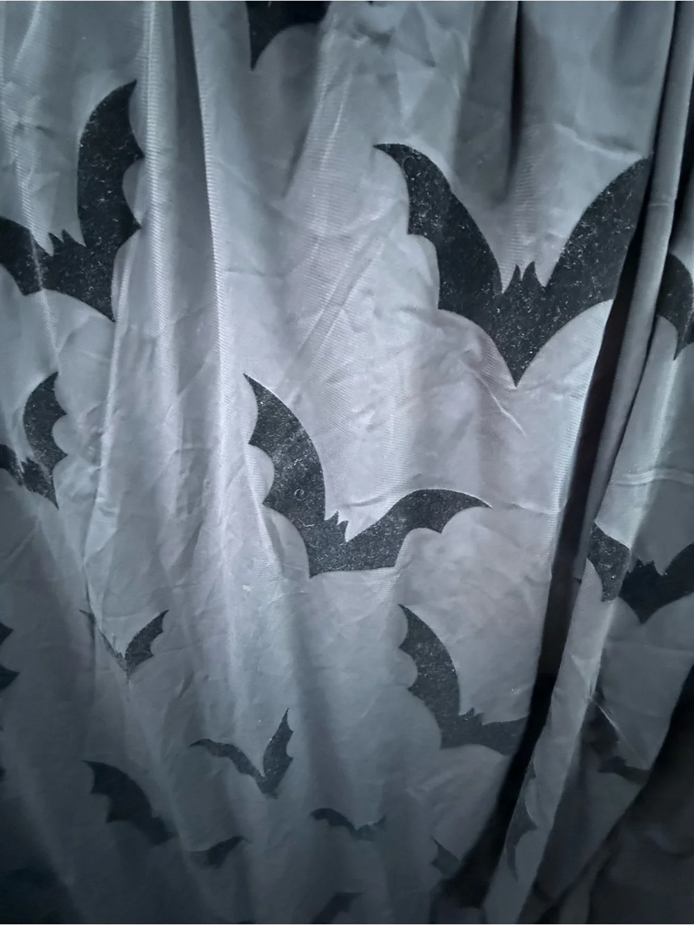 VHTF 2 deadstock 2 panels sheer velvet bat curtains goth witchy bats halloween